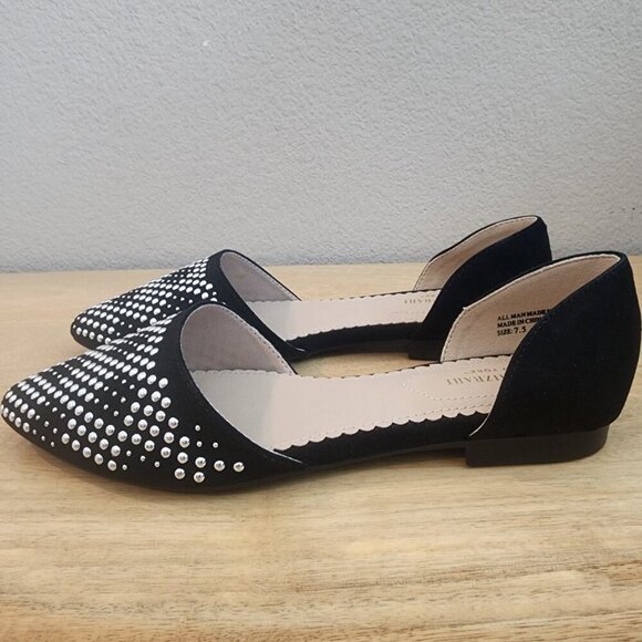 Isaac Mizrahi D’Orsay Black Suede/Studded Pointed Toed Flats Womens Sz 7.5 - Picture 5 of 13